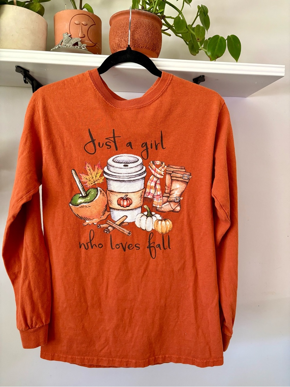 Just a Girl Who Loves Fall Long Sleeve Tee - Orange